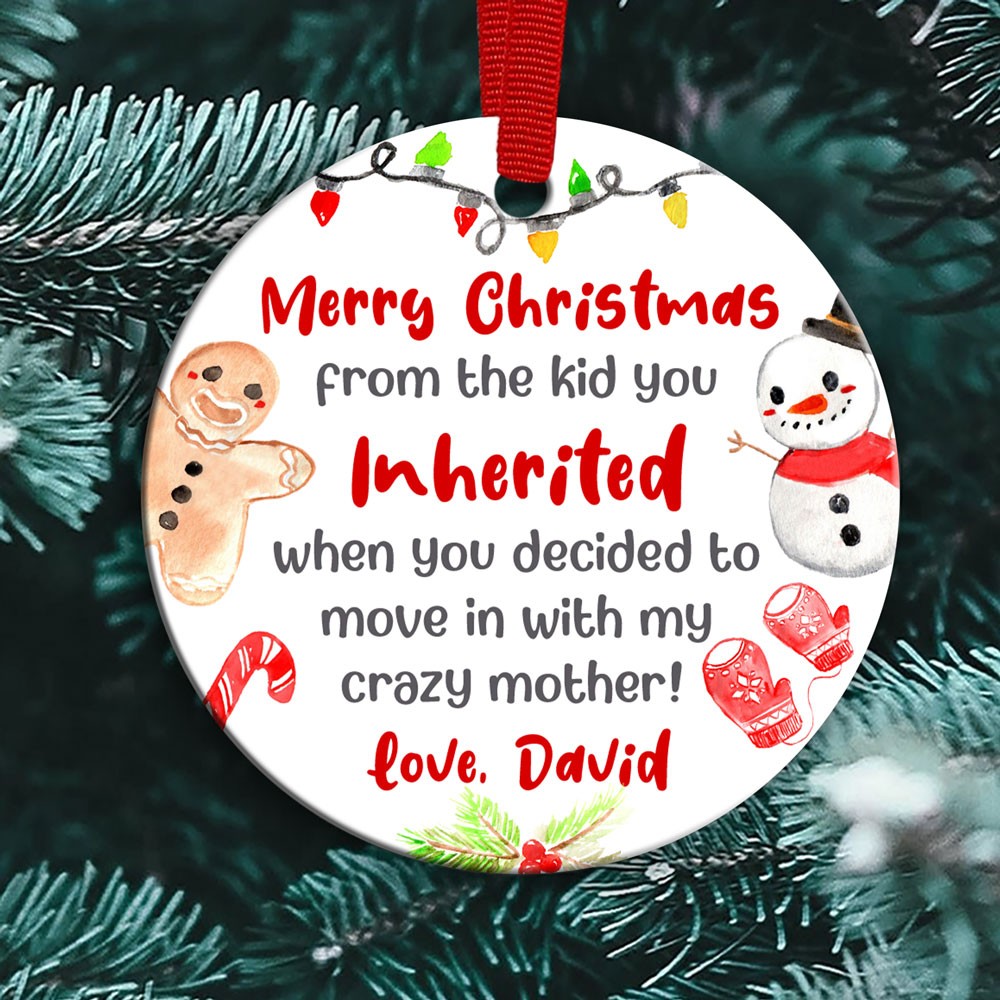 60405-Personalized Funny Gift For Stepdad, Merry Christmas From The Kid You Inherited Christmas Ornament H0