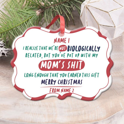 Personalized Funny Christmas Gift For Stepdad Ornament, We're Not Biologically Related, Bonus Dad Ornament