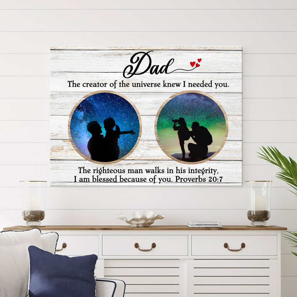 60538-Gift For Dad From Daughter, Blesses Because Of You, Daddy And Daughter Canvas H0