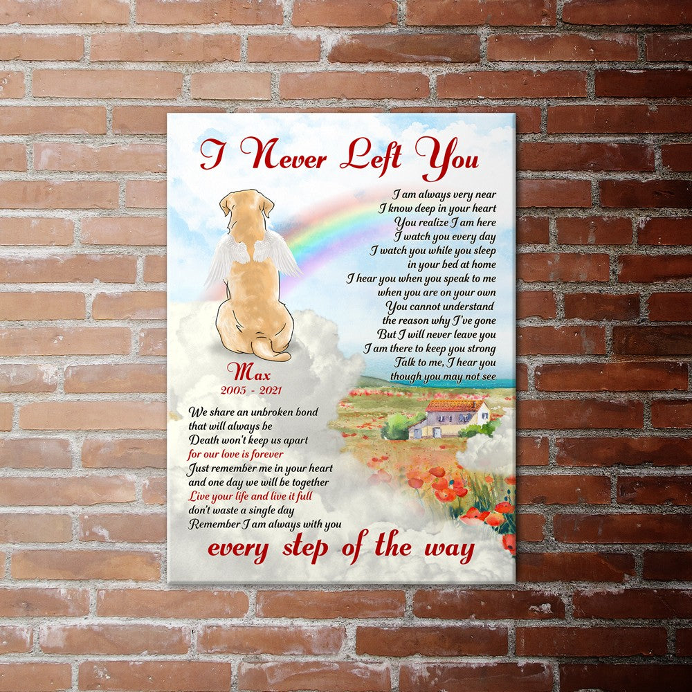 61468-Personalized Labrador Retriever Dog Memorial Gift, I Never Left You, Loss Of Dog Canvas H0