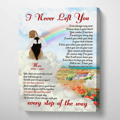 61472-Personalized Beagles Memorial Gift, I Never Left You, Loss Of Dog Canvas H1