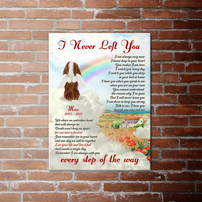 Personalized Cavalier King Charles Spaniels Memorial Gift, I Never Left You, Loss Of Dog Canvas