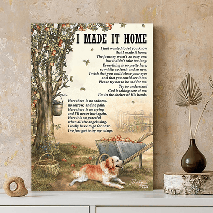 61712-Personalized Golden Retriever Memorial Gift, I Made It Home, Loss Of Dog Canvas H0