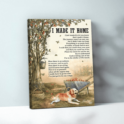 61714-Personalized Golden Retriever Memorial Gift, I Made It Home, Loss Of Dog Canvas H1