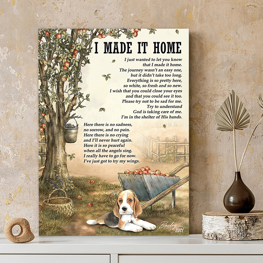 61716-Personalized Beagle Memorial Gift, I Made It Home, Loss Of Dog Canvas H0