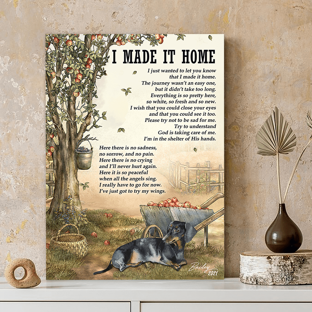 61705-Personalized Black And Tan Dachshund Memorial Gift, I Made It Home, Loss Of Dog Canvas H0