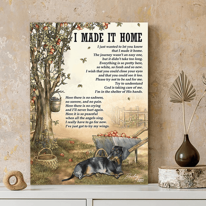 Personalized Black And Tan Dachshund Memorial Gift, I Made It Home, Loss Of Dog Canvas