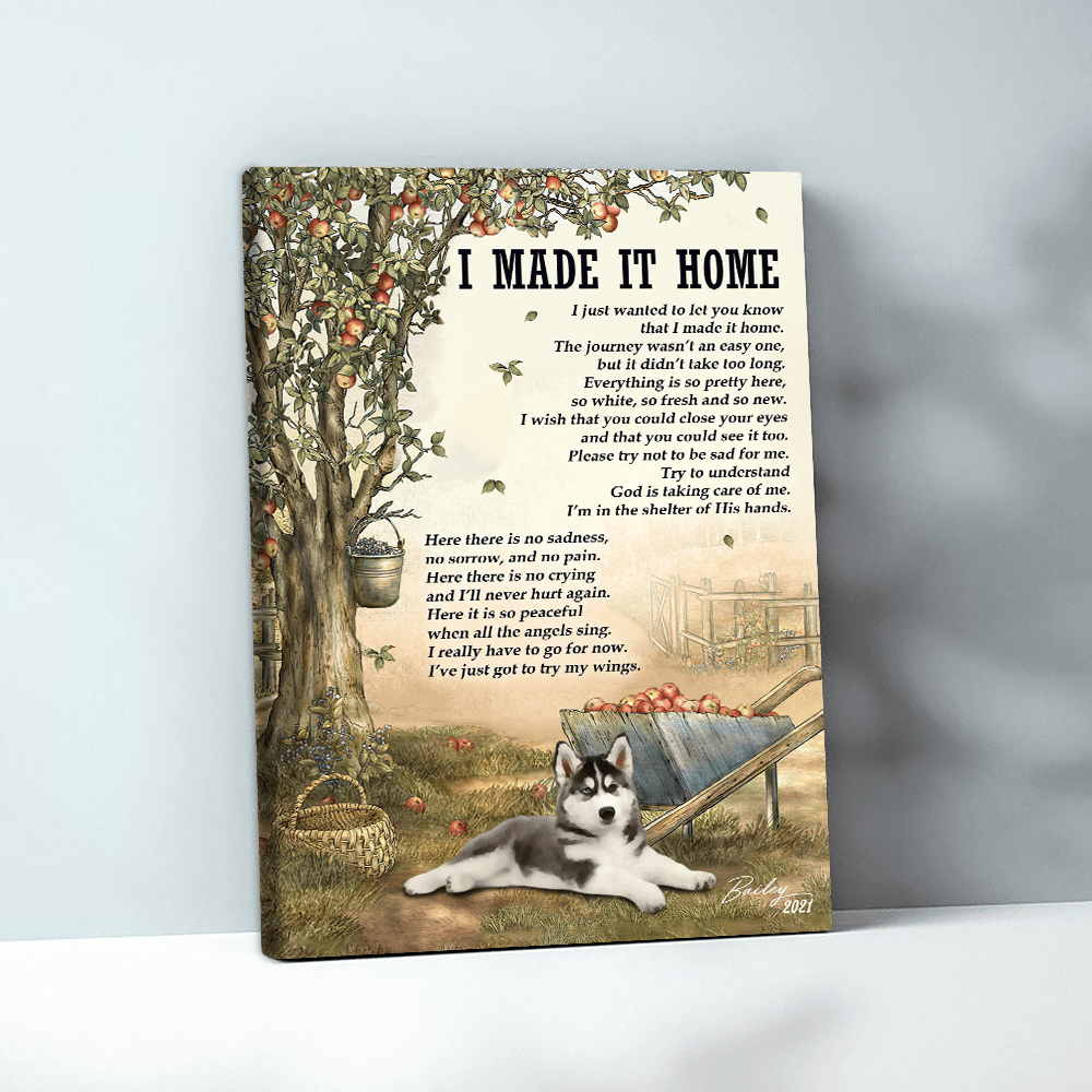 62050-Personalized Siberian Huskies Memorial Gift, I Made It Home, Loss Of Dog Canvas H1