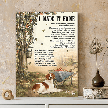 Personalized Brittanys Memorial Gift, I Made It Home, Loss Of Dog Canvas