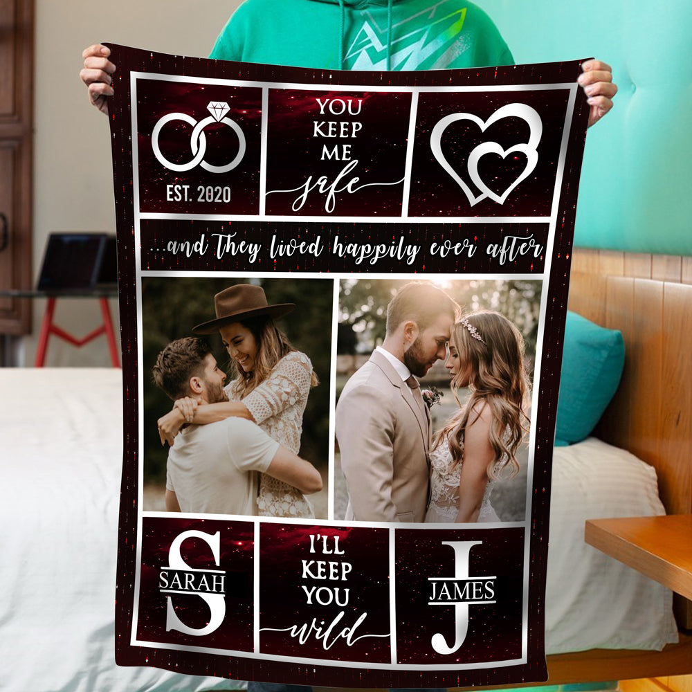 51022-Personalized Anniversary Gift For Her, Cotton Anniversary Gift For Wife, Custom Photo Blanket H2