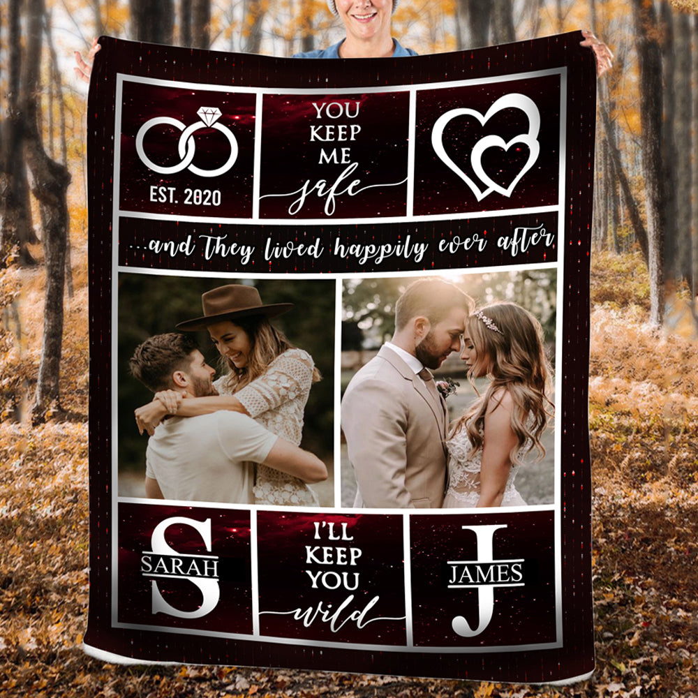 51016-Personalized Anniversary Gift For Her, Cotton Anniversary Gift For Wife, Custom Photo Blanket H0