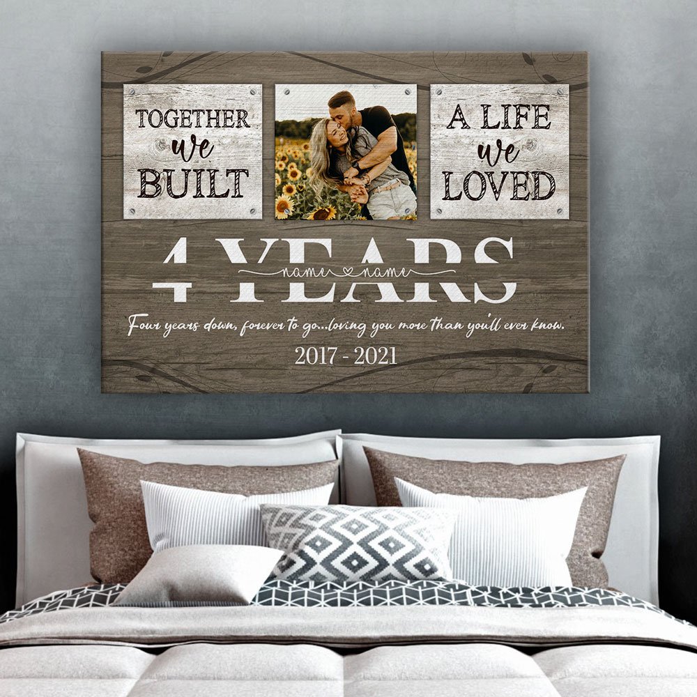4 Year Anniversary Picture Collage Canvas Print, Personalized 4th  Anniversary Gift, 4 Year Wedding Anniversary Gift For Wife - Best  Personalized Gifts For Everyone