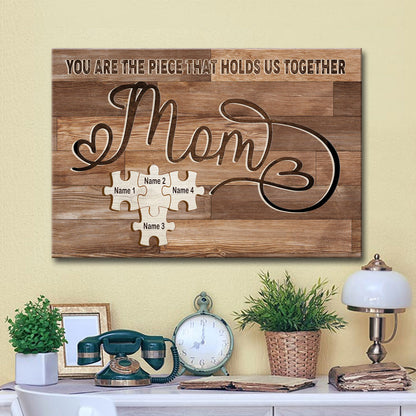 50883-Personalized Gift For Mom Puzzle Custom Name, You Are The Piece, Meaningful Mother Gift Canvas H2
