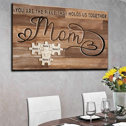 50879-Personalized Gift For Mom Puzzle Custom Name, You Are The Piece, Meaningful Mother Gift Canvas H1
