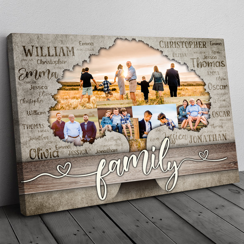 50900-Personalized Gift For Parents, Family Tree Custom Photo Wall Art, Meaningful Family Anniversary Gift Canvas H0