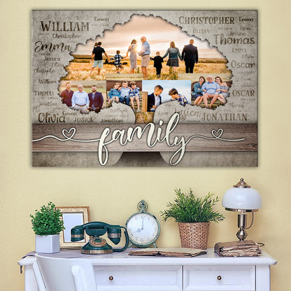 50902-Personalized Gift For Parents, Family Tree Custom Photo Wall Art, Meaningful Family Anniversary Gift Canvas H2