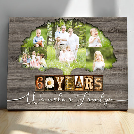 50912-Personalized 60th Anniversary Gift For Parents, Diamond Anniversary Gift, Custom Photo Parents Canvas H0