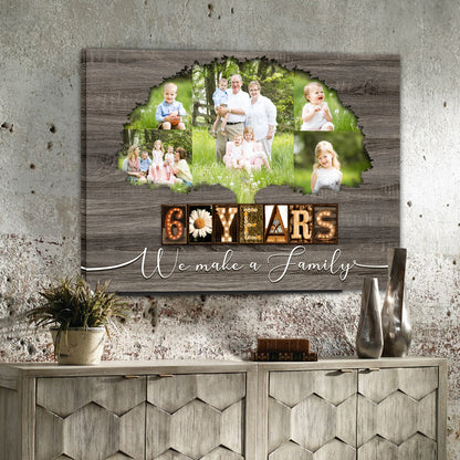 50921-Personalized 60th Anniversary Gift For Parents, Diamond Anniversary Gift, Custom Photo Parents Canvas H1