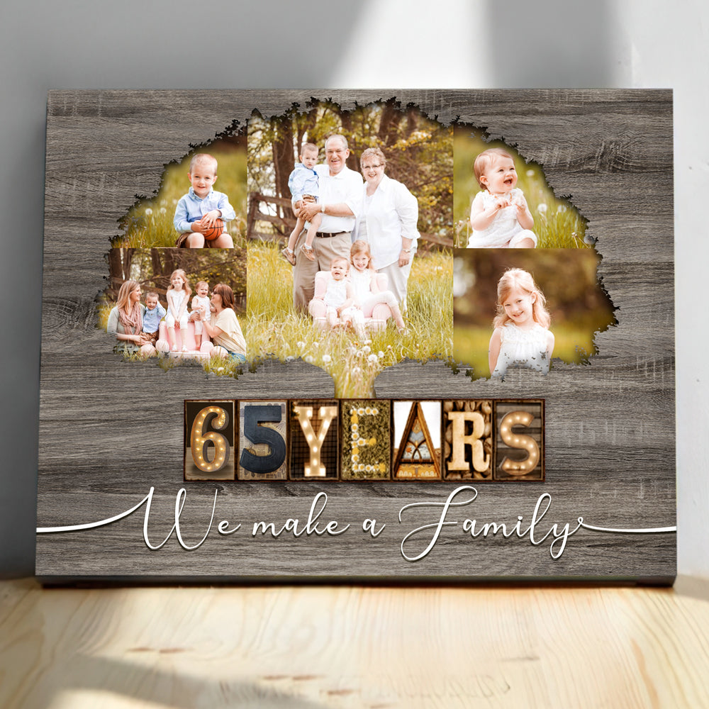 51005-Personalized 65th Anniversary Gift For Parents, Blue Sapphire Anniversary Gift, Custom Photo Parents Canvas H0