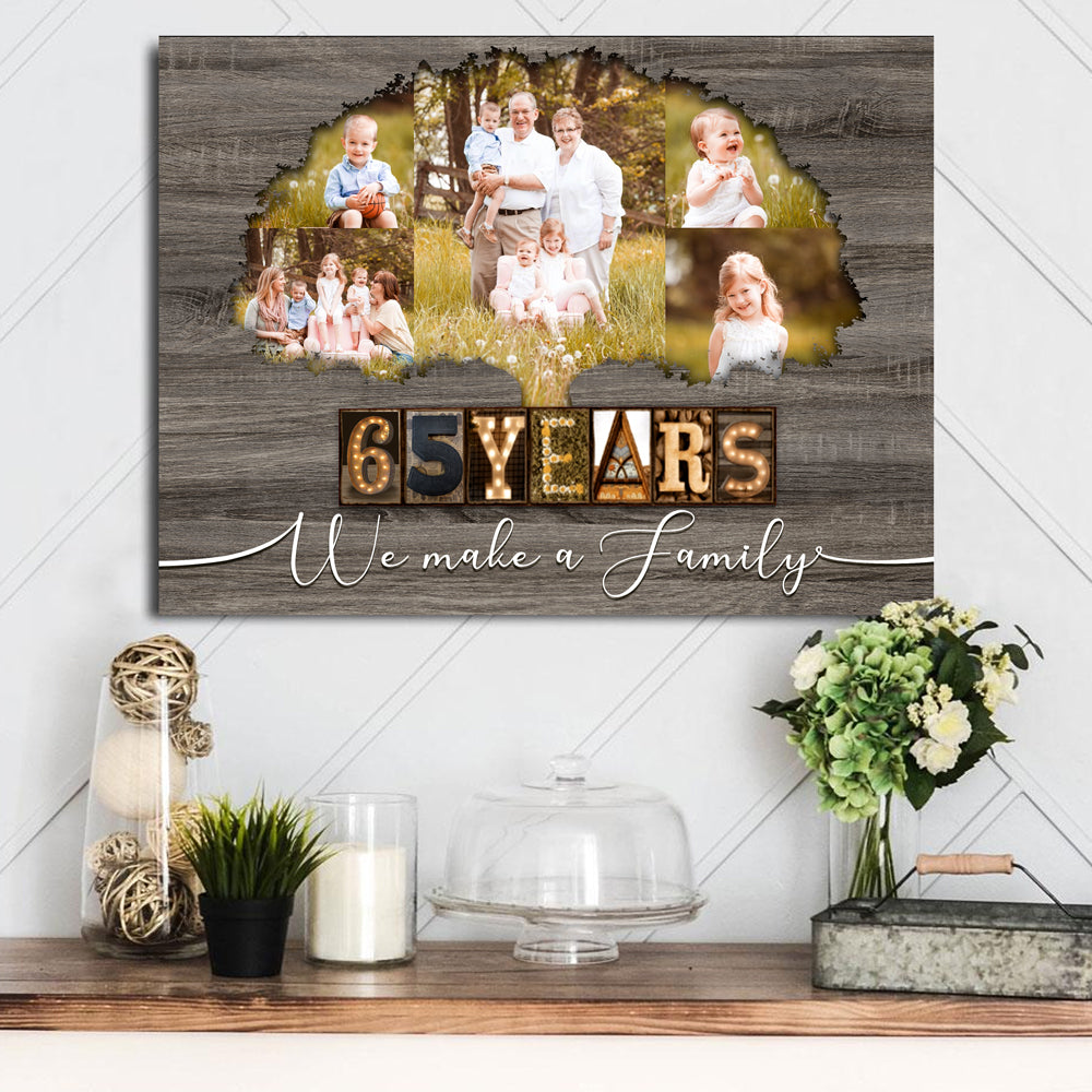 51009-Personalized 65th Anniversary Gift For Parents, Blue Sapphire Anniversary Gift, Custom Photo Parents Canvas H1