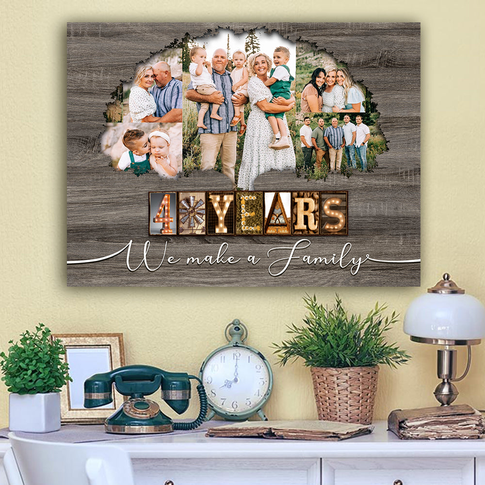 50913-Personalized 40th Anniversary Gift For Parents, Ruby Anniversary Gift, Custom Photo Parents Canvas H0