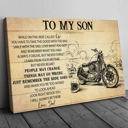 51015-Gift For Son From Dad, Biker Son Gift, On This Ride Biker Canvas H0