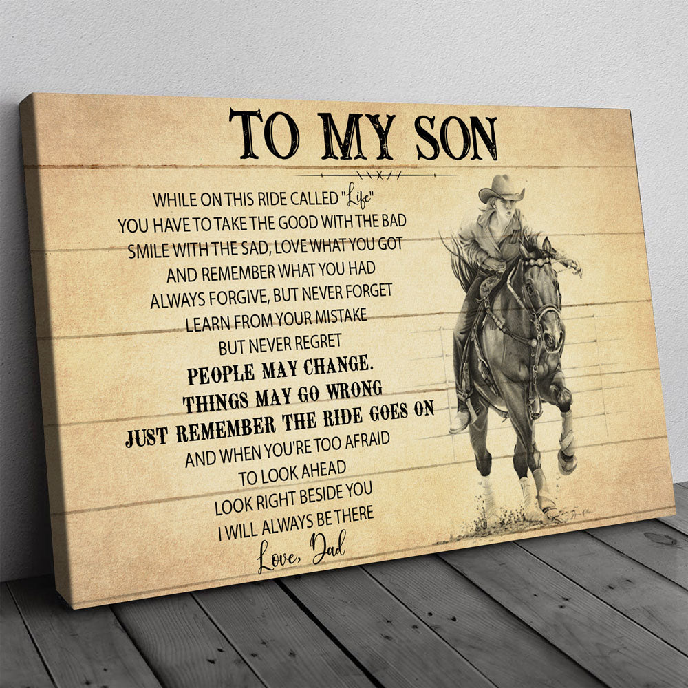 51020-Gift For Son From Dad, Horse Riding Son Gift, On This Ride Horse Canvas H0