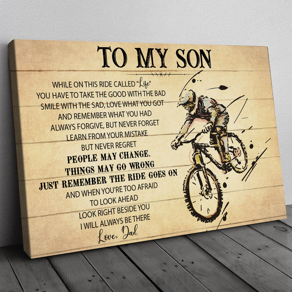 51440-Gift For Son From Dad, Mountain Bike Son Gift, On This Ride Bicycle Rider Canvas H0
