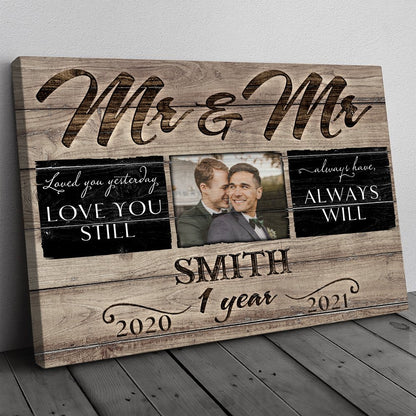 51458-Personalized Anniversary Gift For Her, Anniversary Gift For Him, Mr & Mrs Custom Photo Canvas H0
