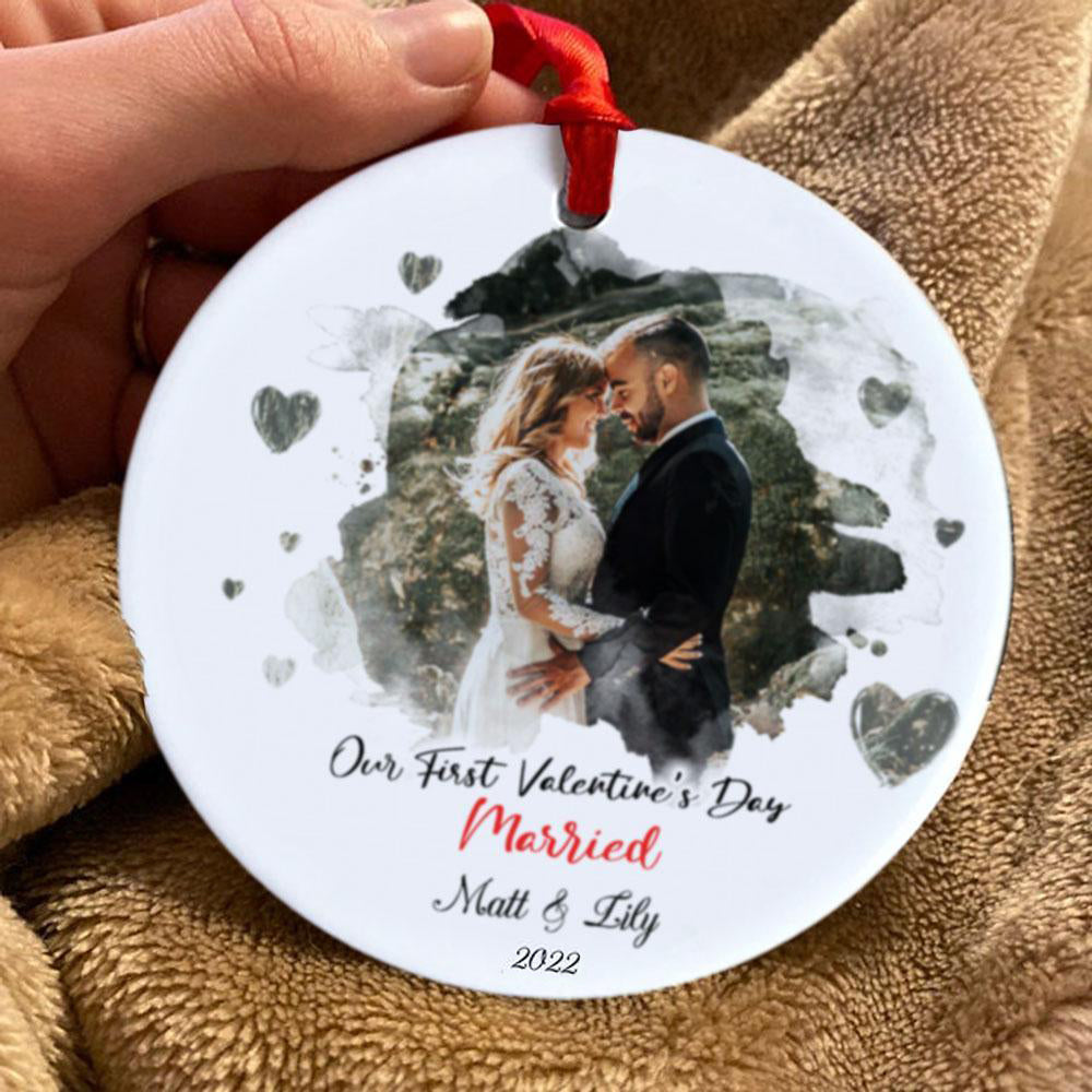 Personalized Our First Valentine's Day Married Ornament