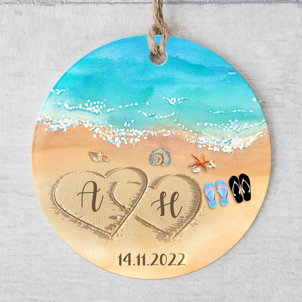 Personalized Beach Wedding Ornament, Wedding Gift, Custom Wedding Ornament