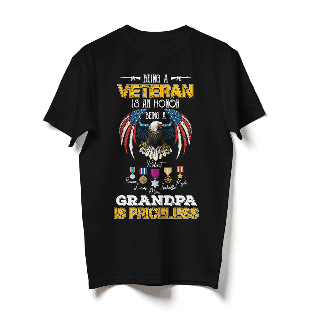 76288-Being A Veteran Is An Honor Gift For Grandpa Personalized Shirt H4