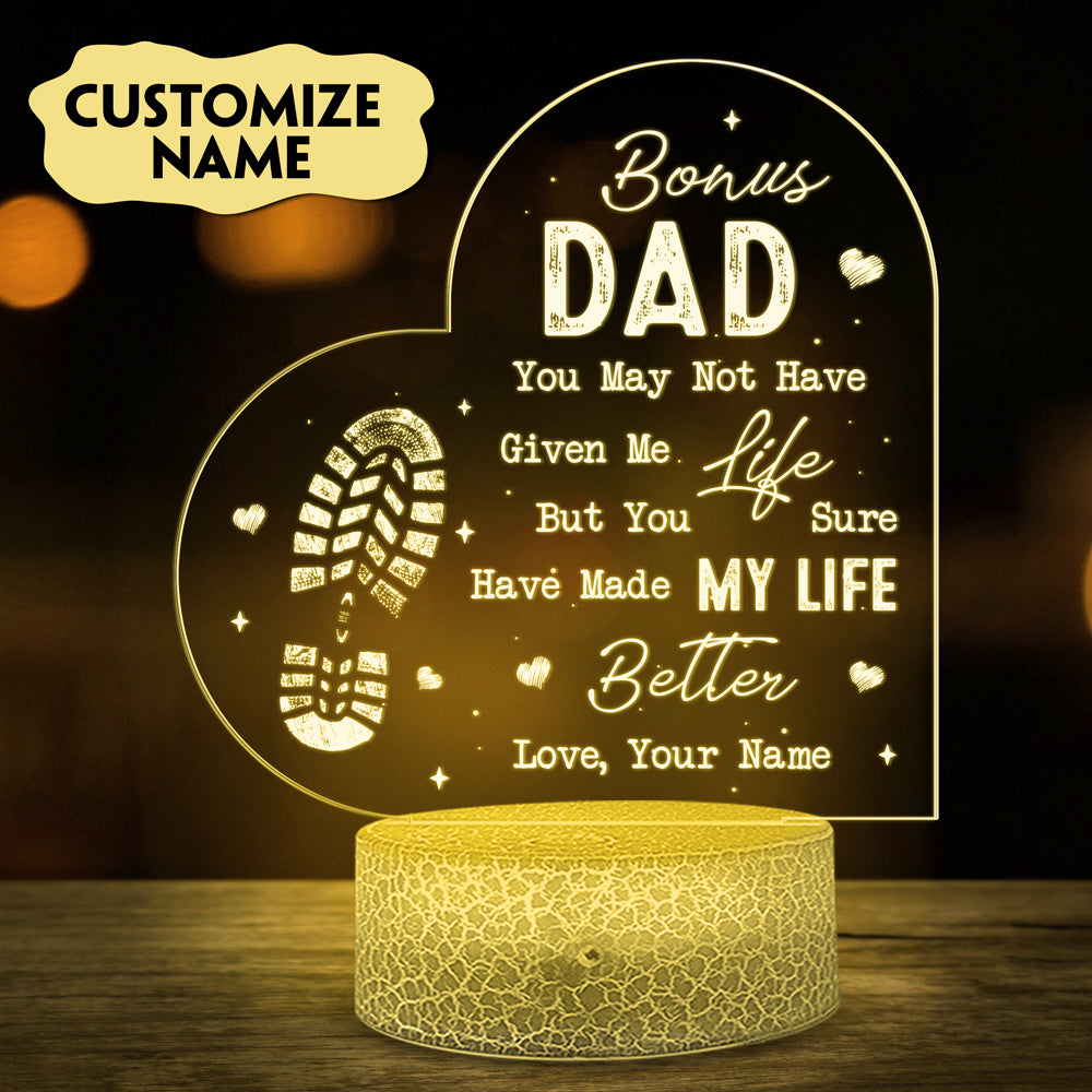 72946-Happy Father's Day To My Bonus Dad Personalized Night Light H0