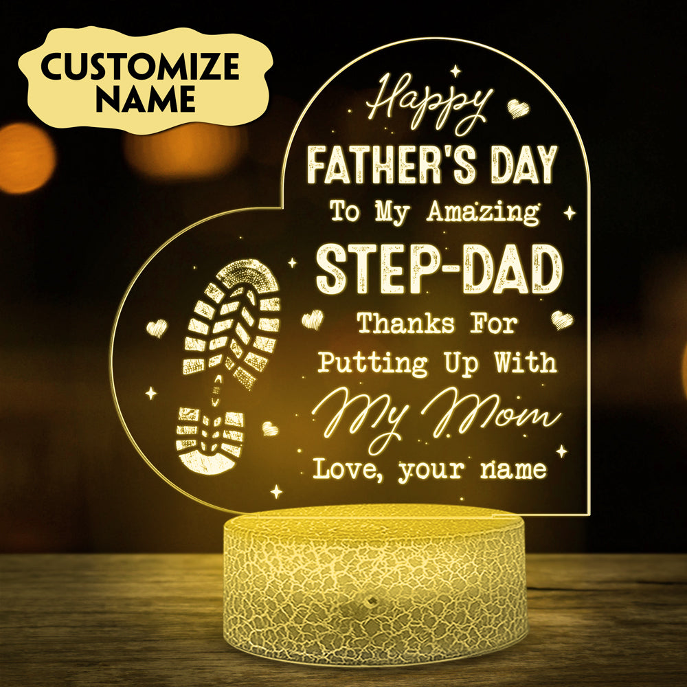 73347-Happy Father's Day Amazing Step Dad Personalized Night Light H0