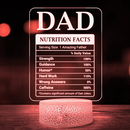 Happy Father's Day Dad Nutrition Facts Night Light
