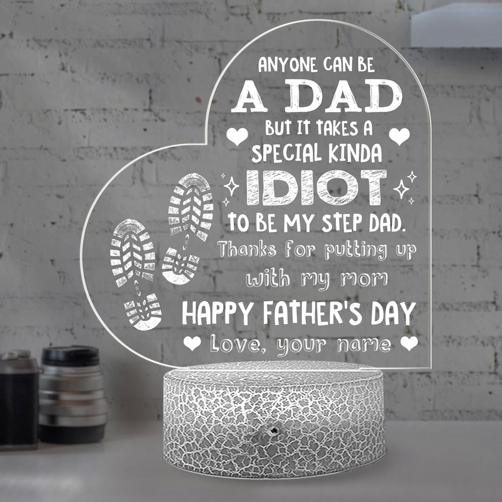 Happy Father's Day Kinda Idiot Stepdad Personalized Night Light