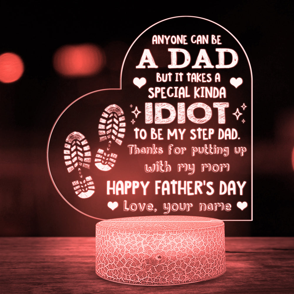 72929-Happy Father's Day Kinda Idiot Step-dad Personalized Night Light H0