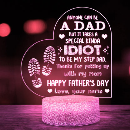 Happy Father's Day Kinda Idiot Stepdad Personalized Night Light