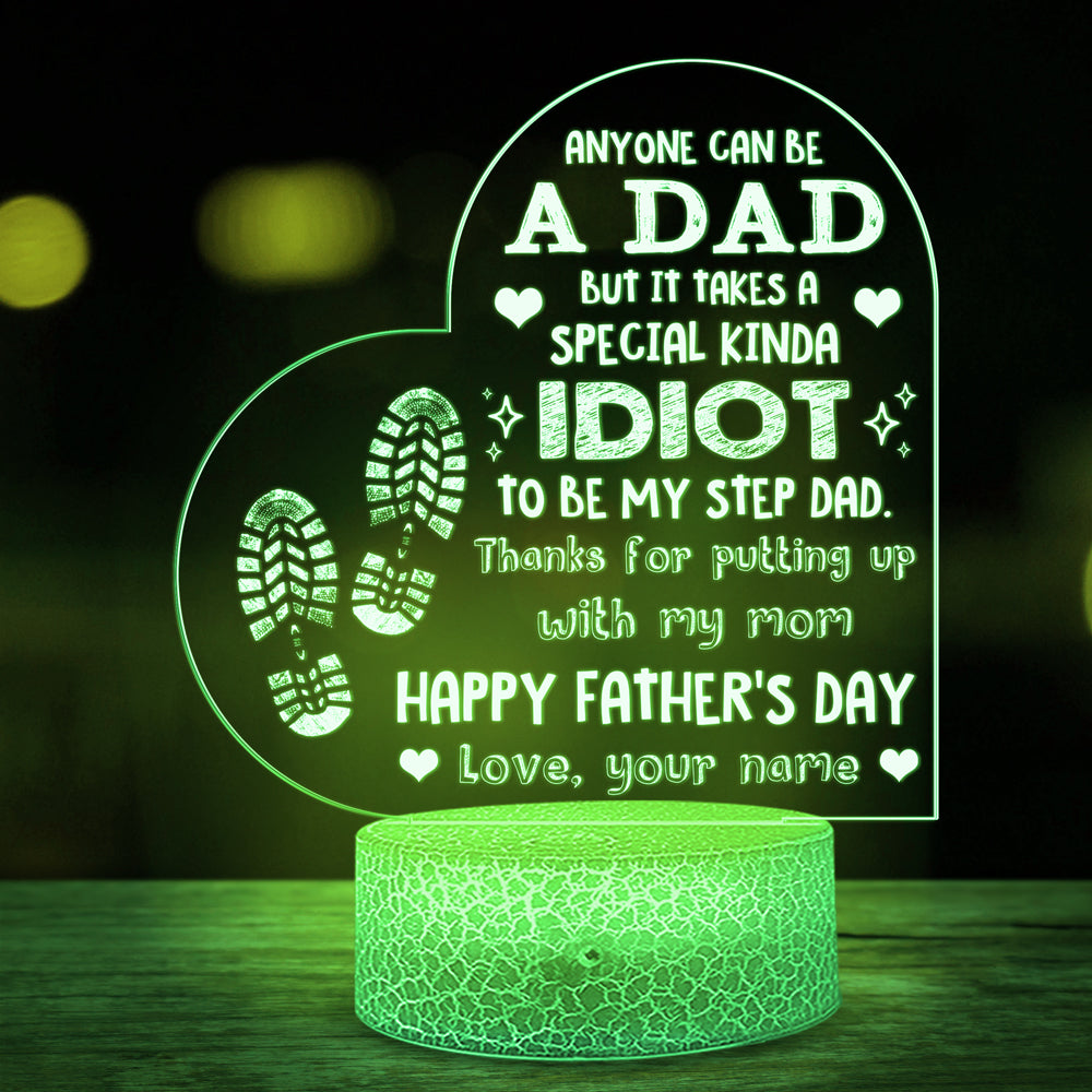 Happy Father's Day Kinda Idiot Stepdad Personalized Night Light