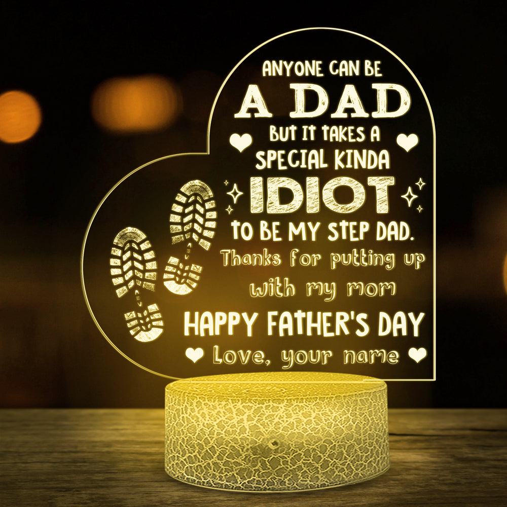 Happy Father's Day Kinda Idiot Stepdad Personalized Night Light