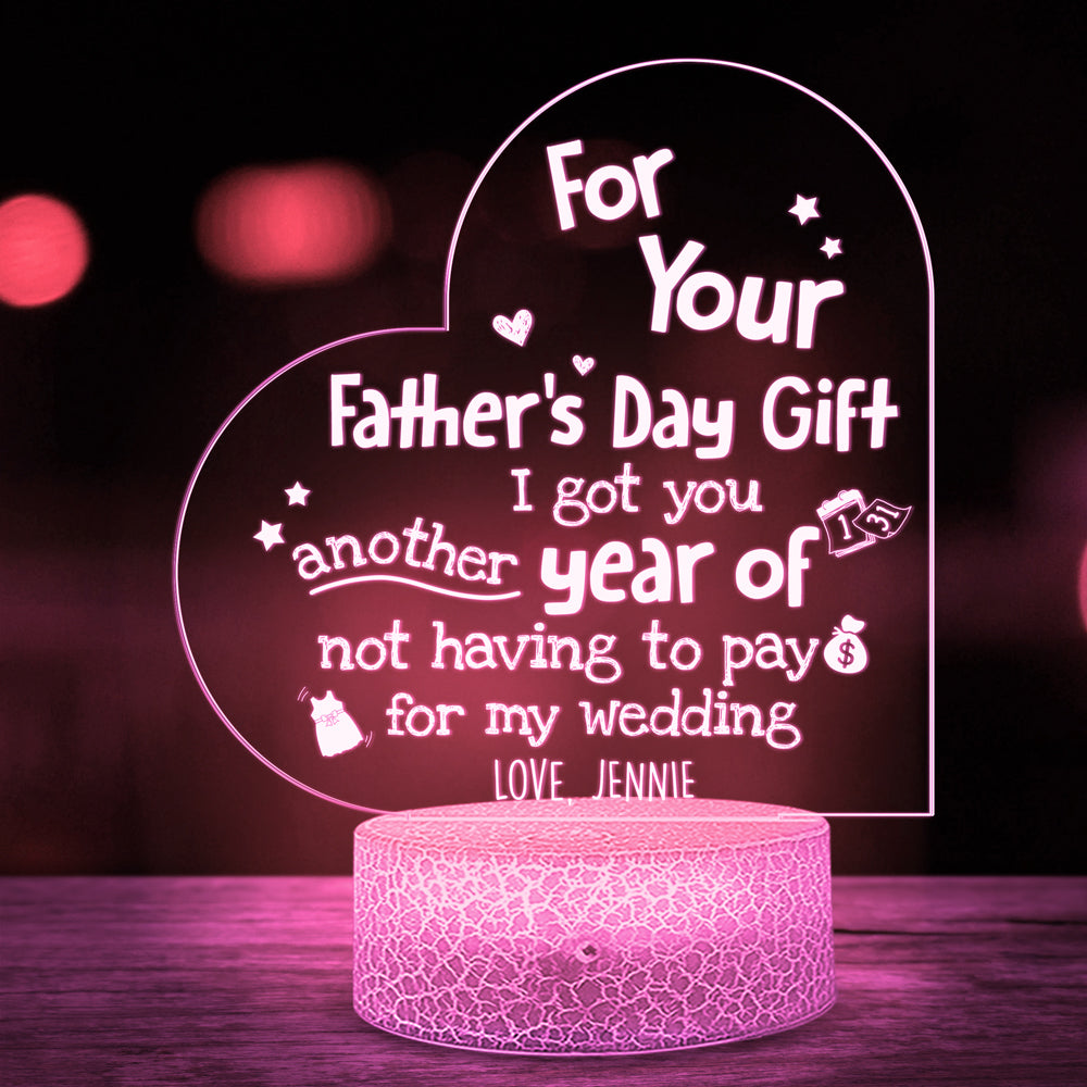 73325-Happy Father's Day Not To Pay Wedding Personalized Night Light H0