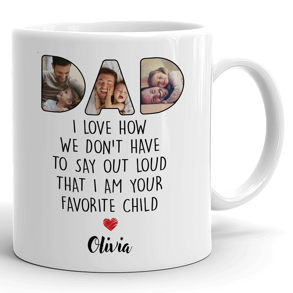 73758-Happy Father's Day Say Out Loud Favorite Child Personalized Image Mug H1