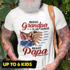 74535-Father&#39;s Day Being Papa US Flag Hands Of Kids Personalized Shirt H5