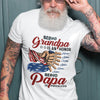 74538-Father&#39;s Day Being Papa US Flag Hands Of Kids Personalized Shirt H6