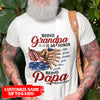 74523-Father&#39;s Day Being Papa US Flag Hands Of Kids Personalized Shirt H0