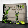 75774-Father&#39;s Day Deer with Daddy Gift Form Children Personalized Canvas H2