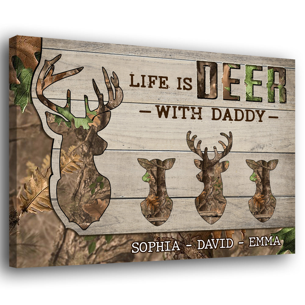 75761-Father's Day Deer with Daddy Gift Form Children Personalized Canvas H5