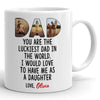 74664-Father&#39;s Day World Luckiest Dad Of Daughter Personalized Image Mug H0
