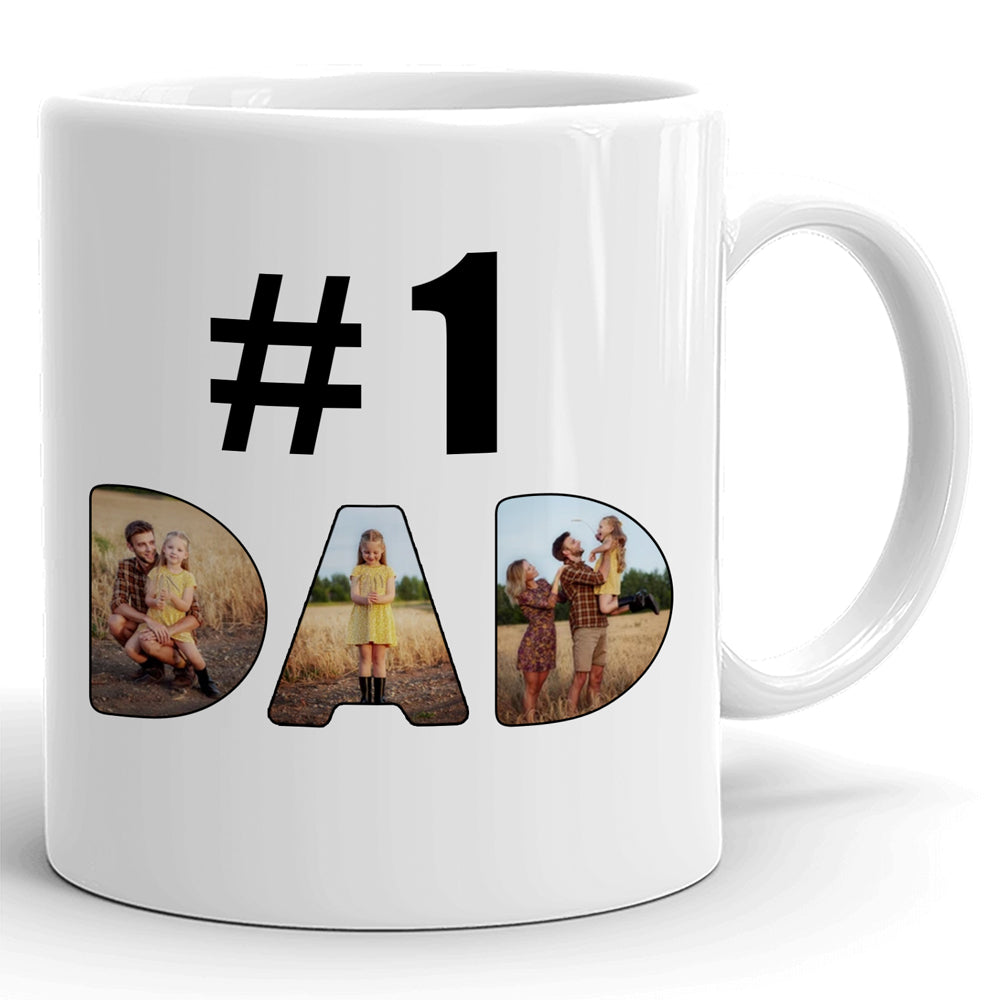 75010-Father's Day Number One #1 Dad World Best Dad Personalized Image Mug H1