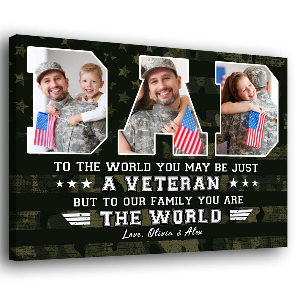 77073-Veteran To The World Family Gift For Dad Personalized Canvas H3
